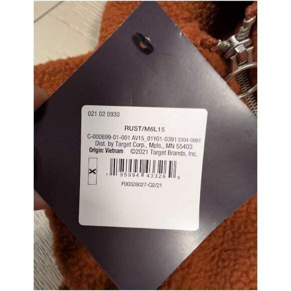 Ava & Viv Women's Plus Size Sherpa Quarter Zip Pullover Sweatshirt Rust Size X - Picture 3 of 3